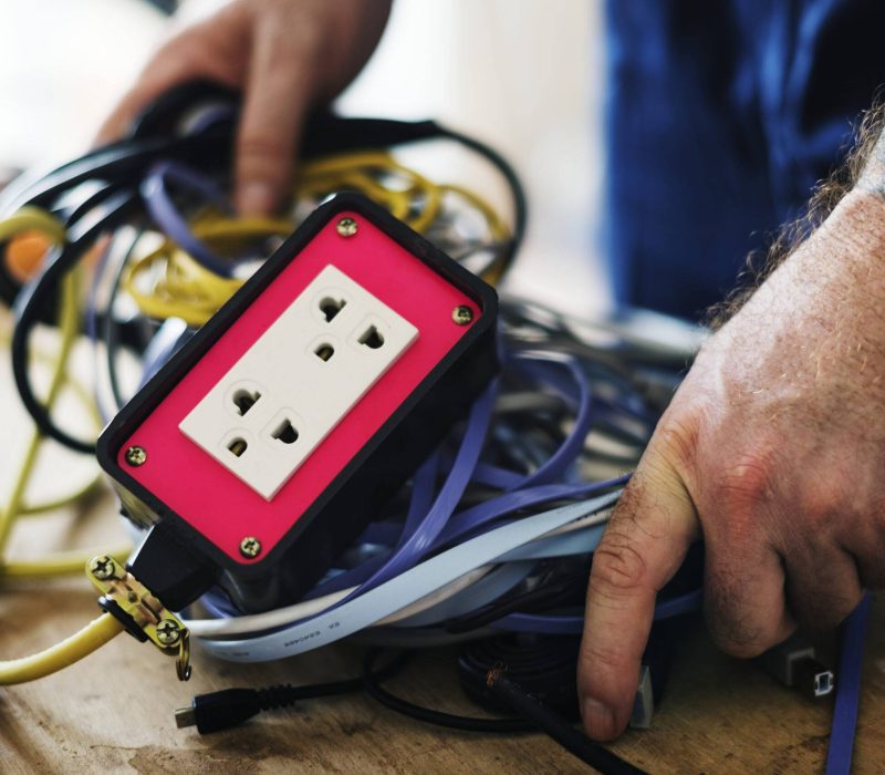 Electrician working house repair installation